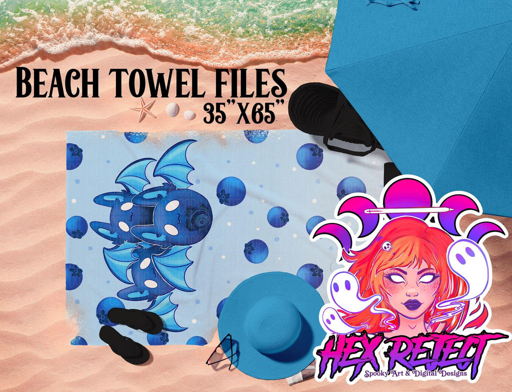 Blueberry Bat - Beach Towel File - Hex Reject