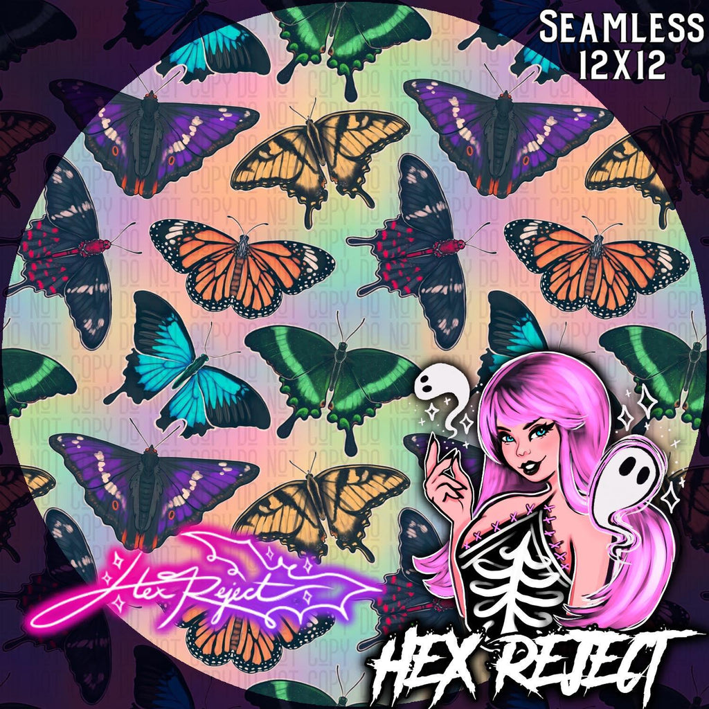Butterfly Mashup - Seamless file - Hex Reject