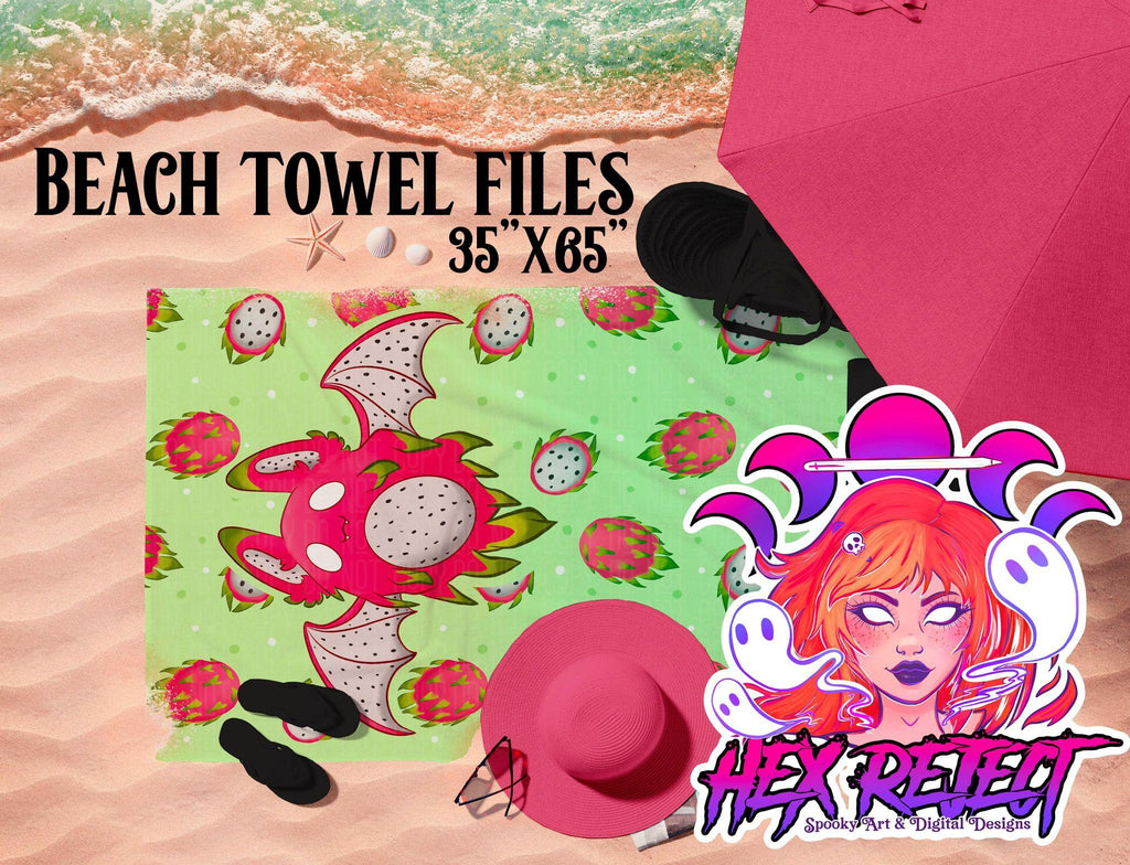 Dragonfruit Bat - Beach Towel File - Hex Reject