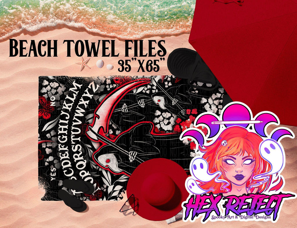 Floral Reaper Oujia - Beach Towel File - Hex Reject