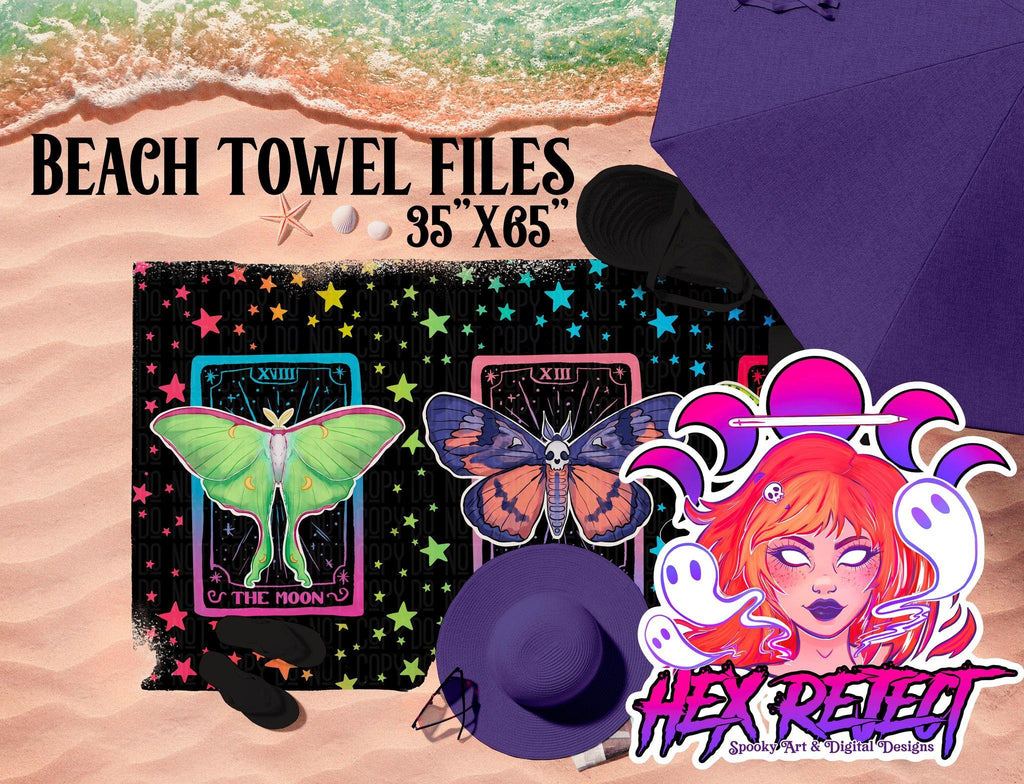 Moth Tarot - Beach Towel File - Hex Reject