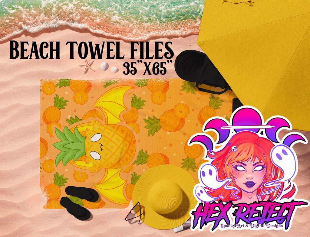 Pineapple Bat - Beach Towel File - Hex Reject