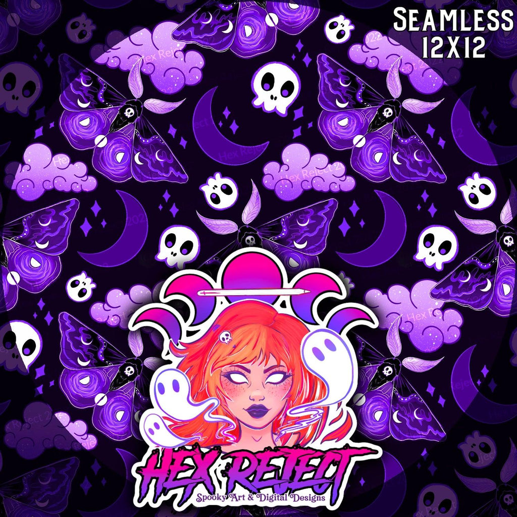 Purple Goth moth - Seamless File - Hex Reject