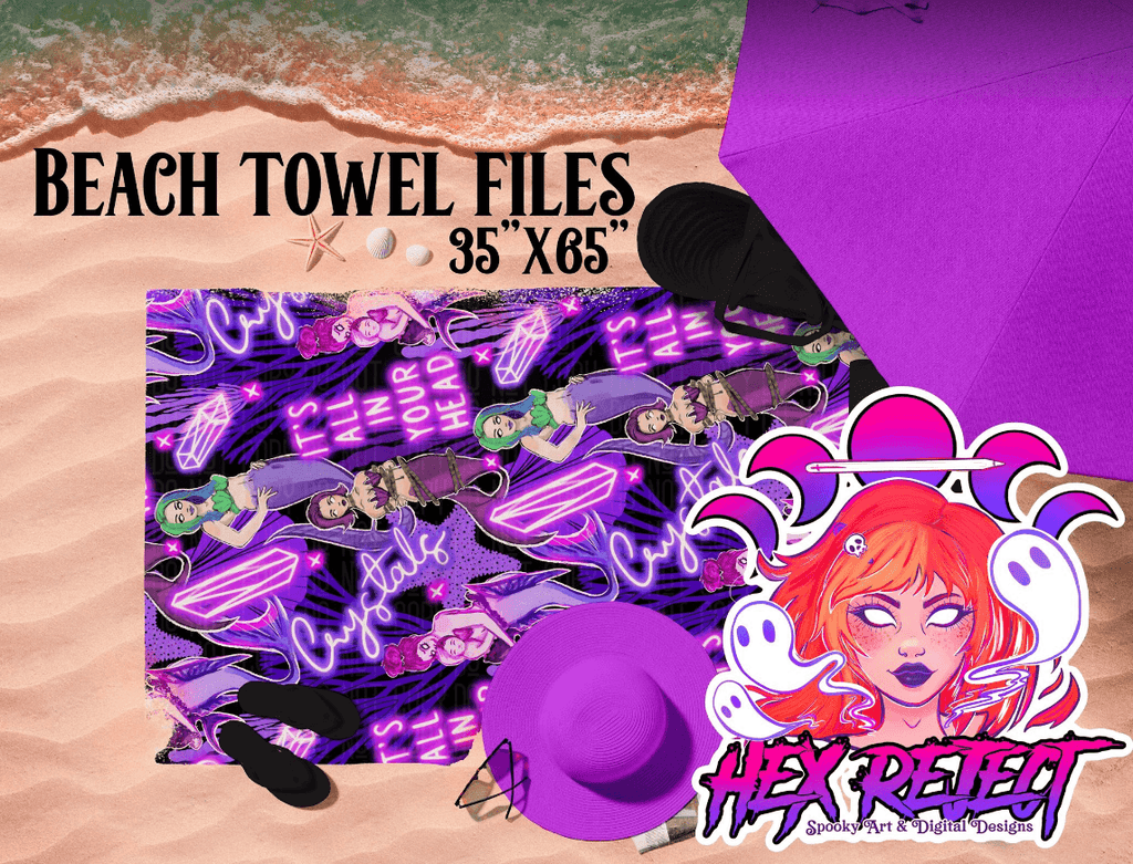 Purple Mermaids - Beach Towel File - Hex Reject