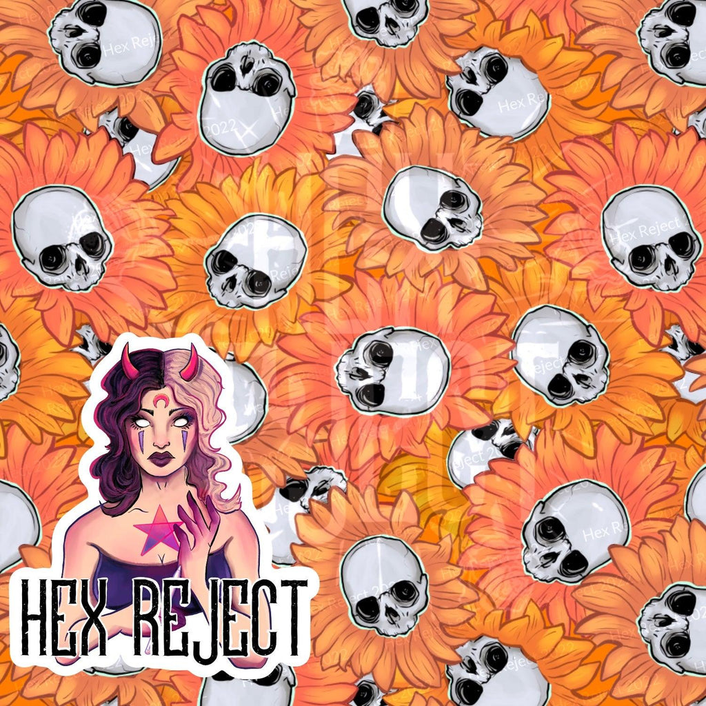 Skulls & Sunflowers - Seamless File - Hex Reject