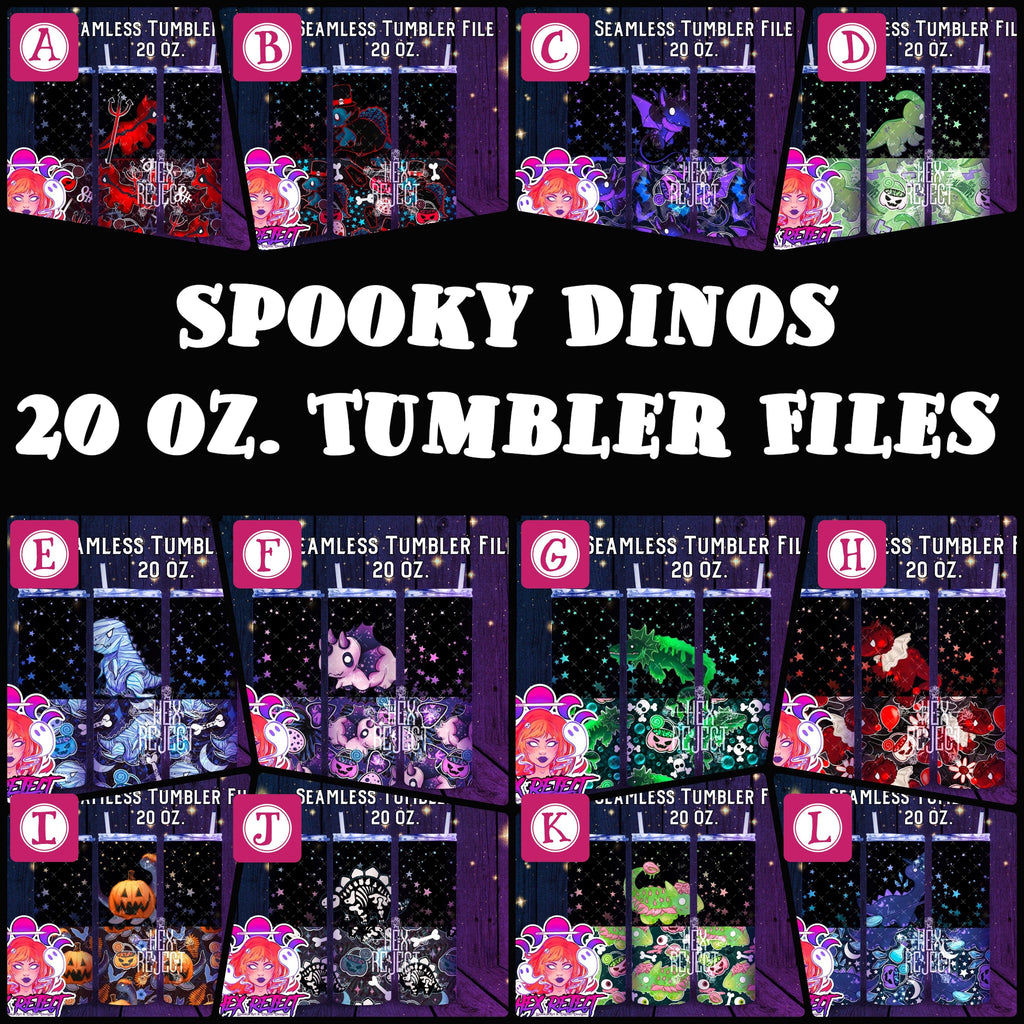 Spooky Dinos - 20 oz. Tumbler files - Different Options - Hex Reject