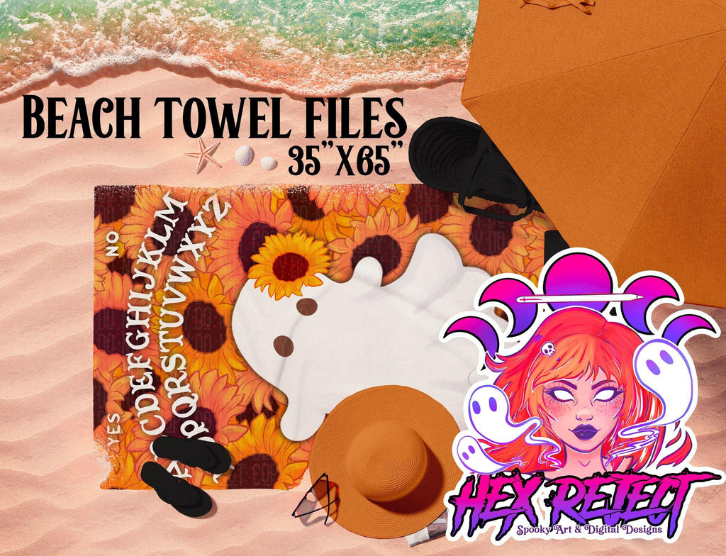 Sunflower Ghost Oujia - Beach Towel File - Hex Reject